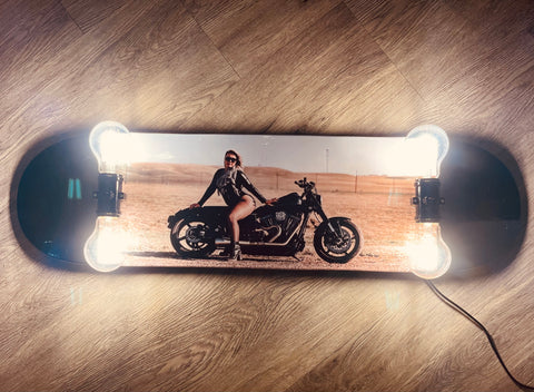 Cummins Cowgirl Harley Skateboard Lamp